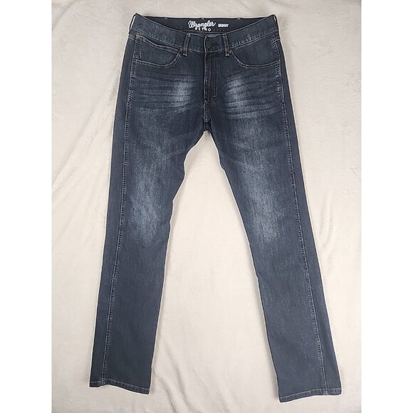 Wrangler Jeans Mens 33x36 Blue Denim Retro Skinny WRT40ST Stretch Rodeo Tall - Picture 1 of 15
